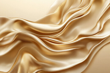 Obraz premium Elegant Golden Silk with Flowing Fabric Folds, Warm Beige Tones, and Luxurious Satin Texture for Premium Backdrops and Graceful Designs