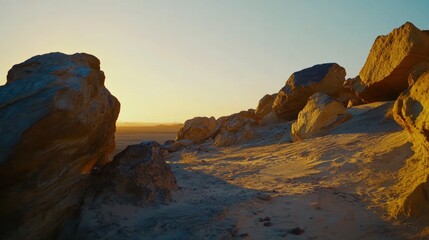 Obraz premium Golden Hour in the Desert: Sunset among majestic sandstone formations