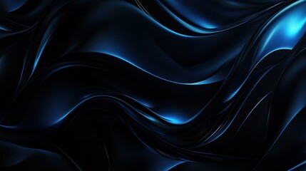 Fototapeta premium Abstract Blue Waves on Black Background