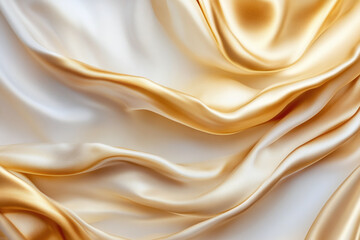 Obraz premium Elegant Golden Silk with Flowing Fabric Folds, Warm Beige Tones, and Luxurious Satin Texture for Premium Backdrops and Graceful Designs