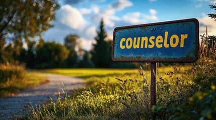 Obraz premium A rustic sign with vibrant colors reading 