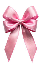 pink thin satin bow,  isolated soft focus on the transparent background