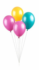 Four Colorful Balloons Float Gracefully Against a White Backdrop