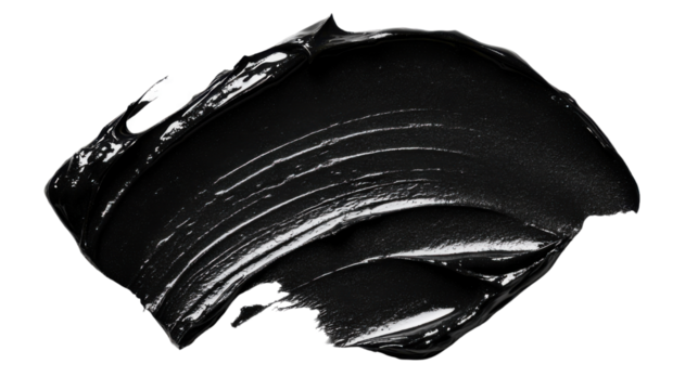 Smooth black paint stroke on transparent background. Transparent background