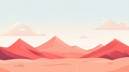 Serene Desert Landscape with Soft Pink Mountains and Gentle Sky