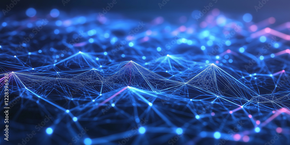 Poster network connection dots and lines. technology background. 3d rendering.