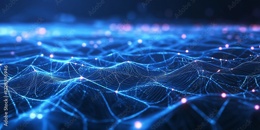Poster network connection dots and lines. technology background. 3d rendering.