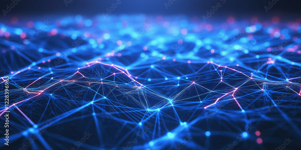 Poster network connection dots and lines. technology background. 3d rendering.