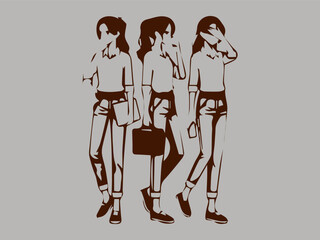 casual business woman character constructor, presentation career woman confident and competent.  He wore casual clothes but still looked professional.  This illustration is very suitable