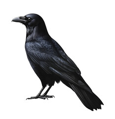 Fototapeta premium Black Crow or Raven Isolated on Transparent Background