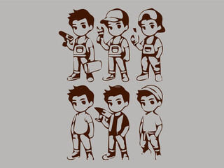 Naklejka premium casual boy character constructor,cool casual style casual boy,free expression youth character. This vector illustration of a boy depicts a teenager and is suitable for use as a poster design, t-shirt 