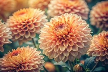Vintage October Spoon Chrysanthemum Close-Up: Light Orange Flowers
