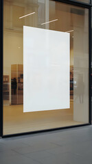 Blank Vertical Poster Mockup Displayed on a Storefront Window Features a Contemporary Design