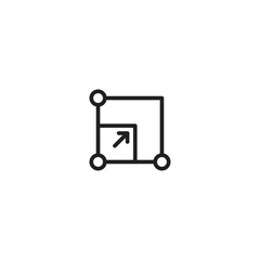 Expand icon. Resize symbol. Enlarge square icon. Line art of an expanding square. Minimalist expand icon.