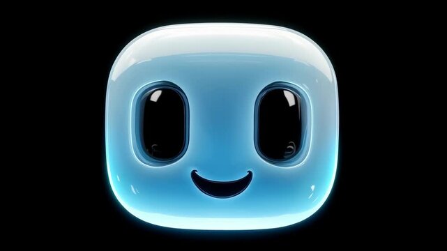 AI chat bot on black background. Artificial intelligence smart robot technology.
