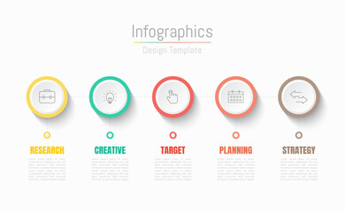 Infographic 5 options design elements for your business data. Vector Illustration.