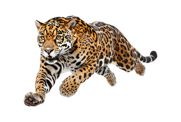 Obraz premium Fierce Jaguar in Motion on Transparent Background