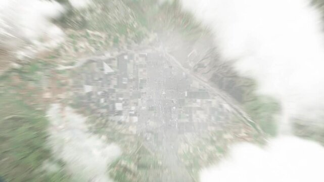 Earth zoom in from space to Santa Maria, California, USA. Followed by zoom out through clouds and atmosphere into space. Satellite view. Travel intro. Images from NASA