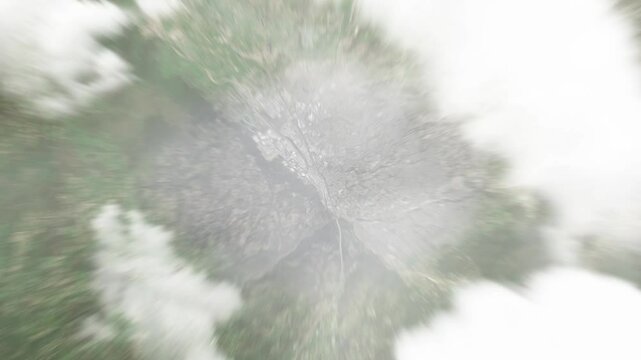Earth zoom in from space to Temecula, California, USA. Followed by zoom out through clouds and atmosphere into space. Satellite view. Travel intro. Images from NASA