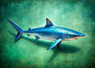 Fototapeta premium Vintage Style 4K Blue Shark Animation - Green Screen Background, Isolated