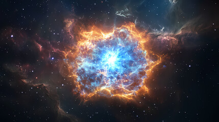 Naklejka premium The astronauts marveled at the beauty of a nearby supernova remnant, the expanding cloud of gas and dust a reminder of the power of stellar explosions. Stellar Lagoon. Illustration