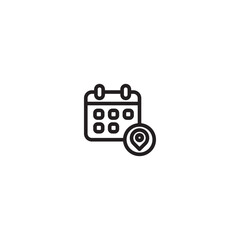 Location calendar icon. Event place symbol. Calendar with map pin icon. Minimalist location calendar.
