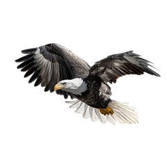 Naklejka premium Bald Eagle with Sharp Eyes and Powerful Talons, Symbol of Strength and Freedom, Isolated on Transparent Background