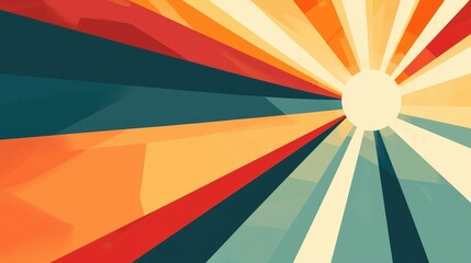 Colorful Abstract Sunburst Pattern with Geometric Background Design