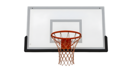 red basketball hoop white background, PNG, basketball net, red rim, hoop close-up, minimalistic design, clean background