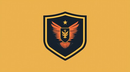 Obraz premium Stylish eagle emblem on a yellow background with a bold design