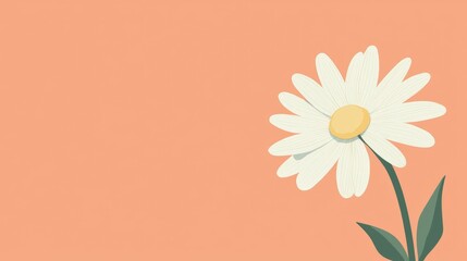 Naklejka premium Simple Flower Illustration on Soft Peach Background for Decor