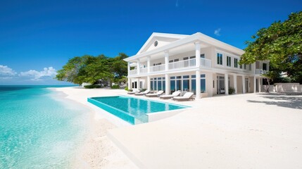 Fototapeta premium Luxury Beachfront Villa with Infinity Pool
