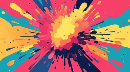 Vibrant Colorful Abstract Explosion in Bright Shades of Pink and Yellow