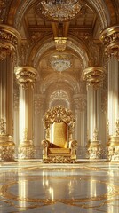 Obraz premium Luxurious Golden Throne in Elegant Baroque Style Interior Design