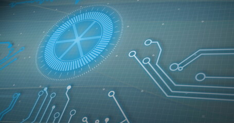 Image of connections and scope scanning over gray background