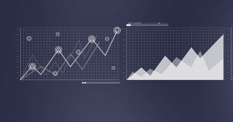 Image of financial data processing on black background