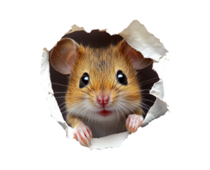 Cute Mouse Peeking Through Torn Paper Background