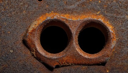 Rusty Metal Surface with Dual Holes