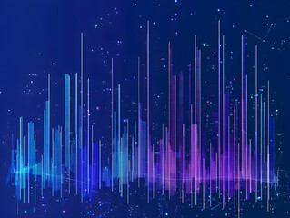 Abstract Cityscape Illustration Shows Futuristic Buildings with Glowing Lines and Data Points Beautifully