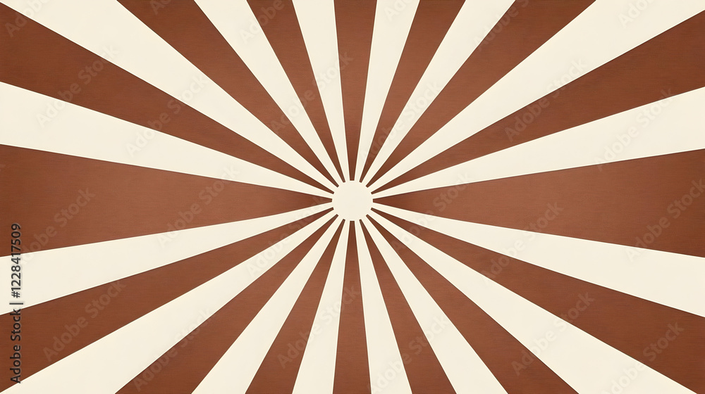 Wall mural Brown and Cream Sunburst Background Creates a Retro Vibe with Textured Lines Radiating Outward