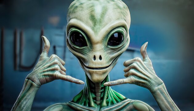 Extraterrestrial Encounter: Alien Making Call Gesture