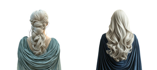 Obraz premium Elegant Women with Long Hair and Draped Fabric