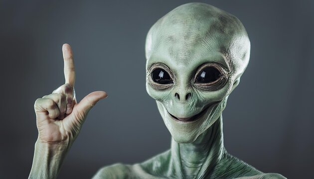 Mysterious Alien Character with Playful Gesture