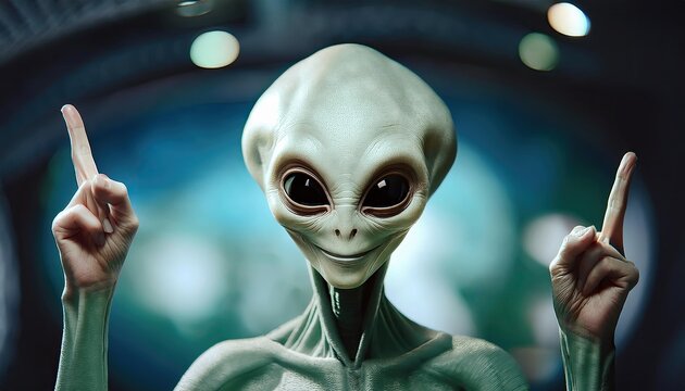 Alien Extraterrestrial Being Communicating with Enthusiastic Gesture