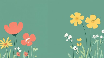 Naklejka premium Colorful Flower Illustration on Soft Green Background Featuring Nature