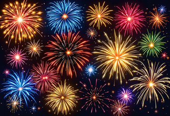 Naklejka premium Fireworks display with a black background 