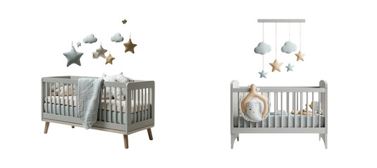 Cozy Nursery Crib with Soft Accessories and Mobile