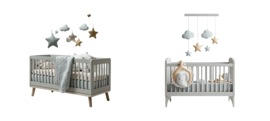 Cozy Nursery Crib with Soft Accessories and Mobile