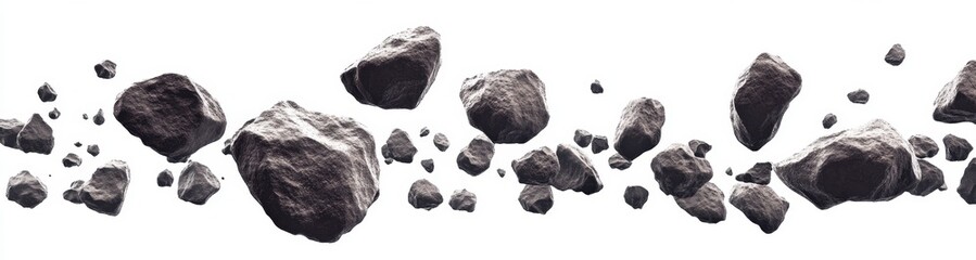 Obraz premium Space rocks falling against white backdrop; game design