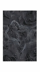 Topographic Map Shows Elevation Contours on Dark Background with Detailed Terrain Information